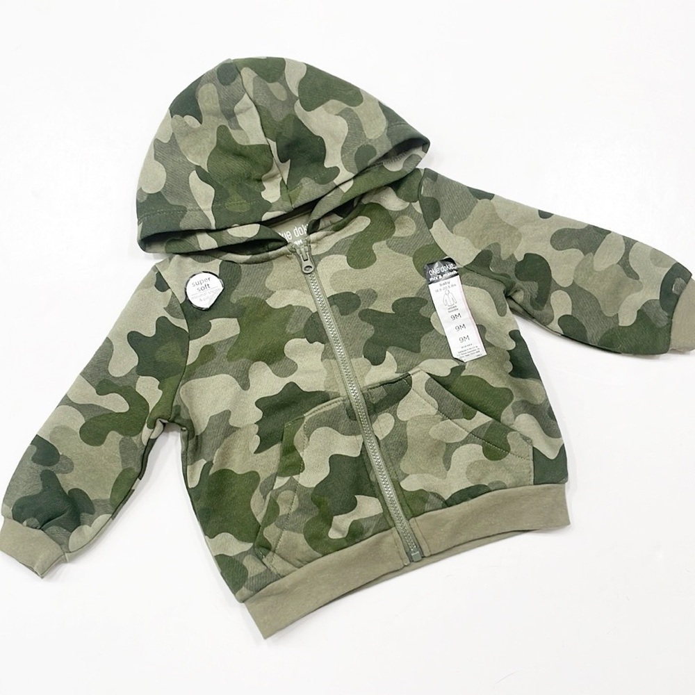 NEW Okie Dokie baby boys camouflage zip up jacket with hood
